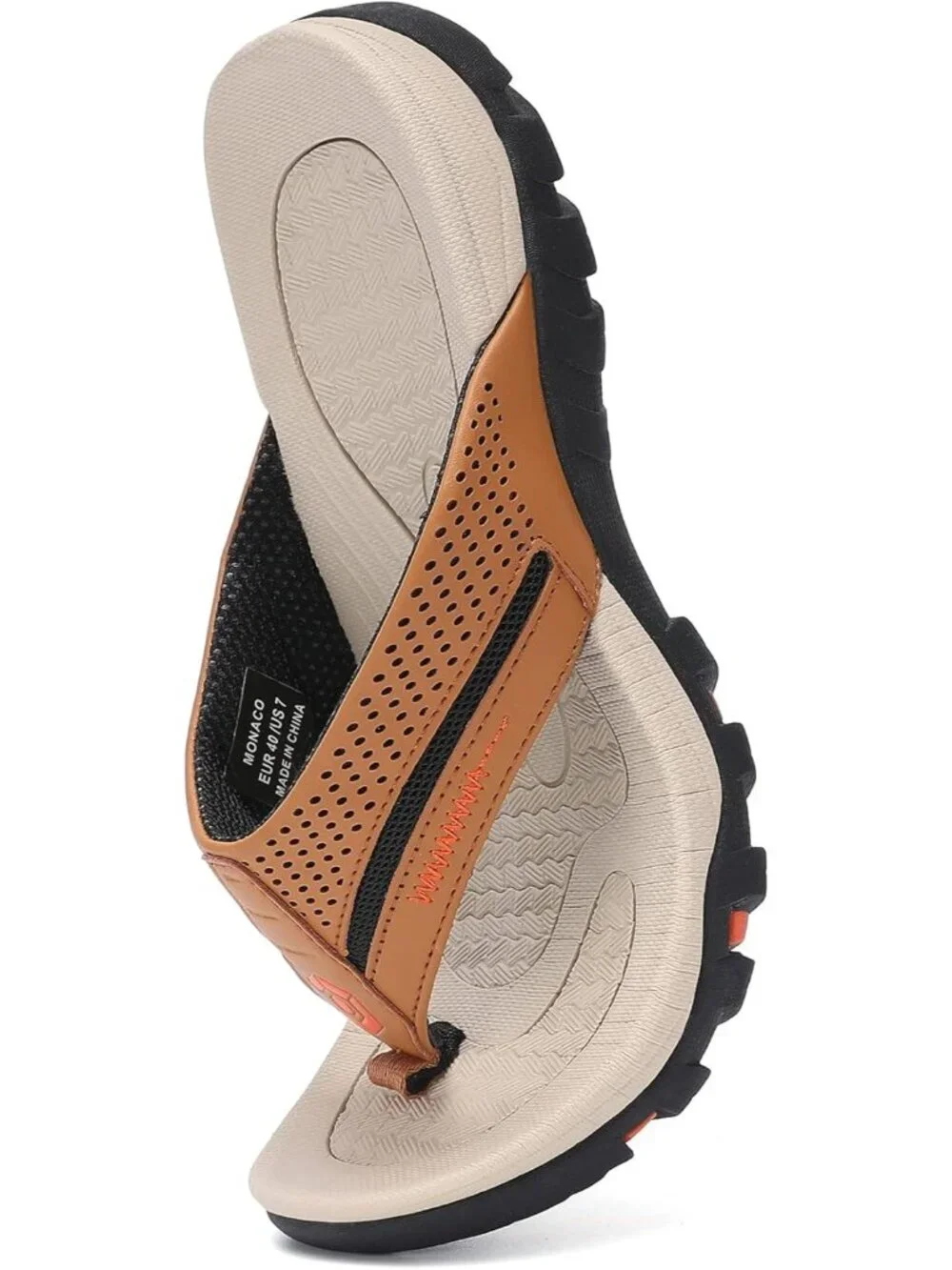 Men's Khaki Flip-flops Thongs Sandals Durable Comfort Slippers For Casual